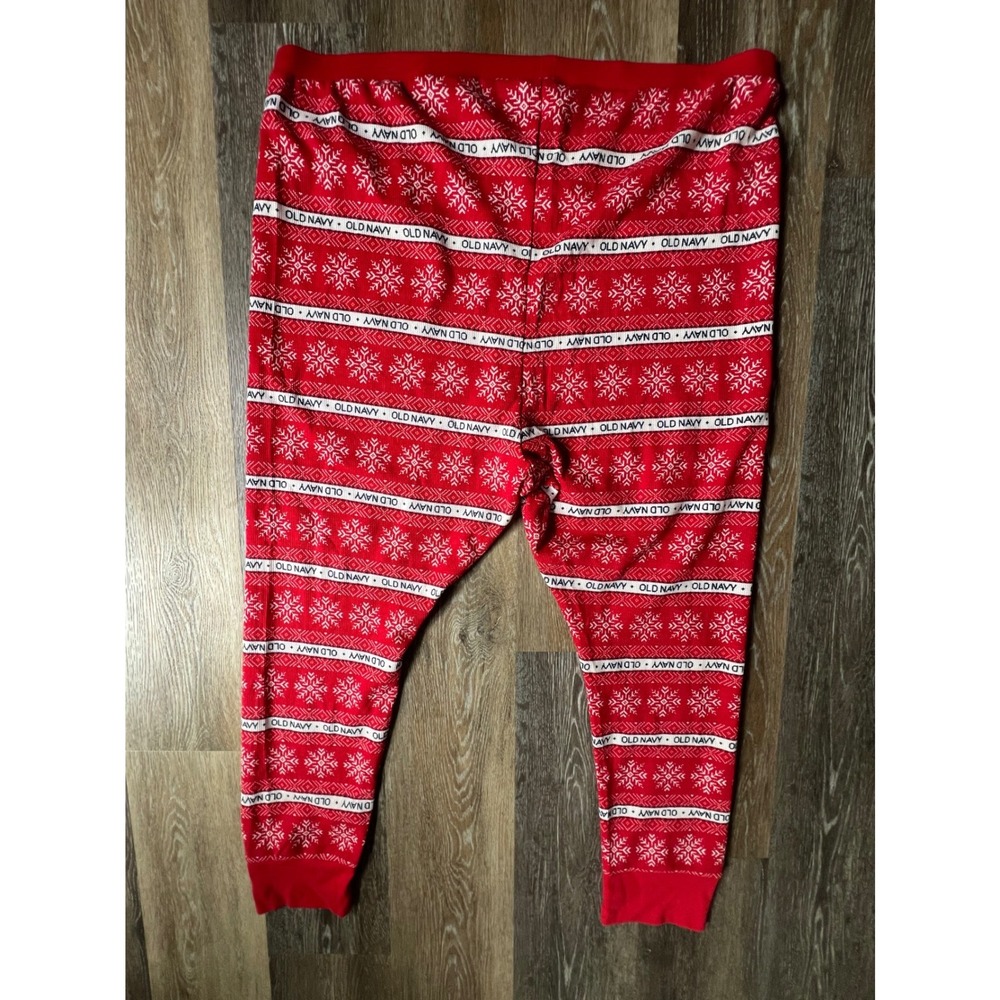 Old Navy Pajama Pants Womens 4X Red Snowflake Fair Isle Thermal Waffle Joggers - Picture 7 of 8